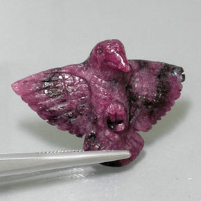 48.53캐럿 천연 멀티컬러 루비 조이사이트, 멋진 모양, 39.8×28.6 mm, 불투명체