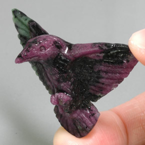 52.46캐럿 천연 멀티컬러 루비 조이사이트, 멋진 모양, 43.9×32.4 mm, 불투명체