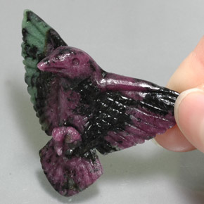 52.46캐럿 천연 멀티컬러 루비 조이사이트, 멋진 모양, 43.9×32.4 mm, 불투명체