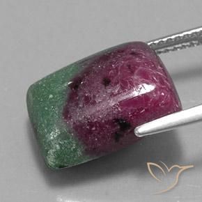 12.24캐럿 천연 다색 루비-Zoisite, 바게트, 불투명체