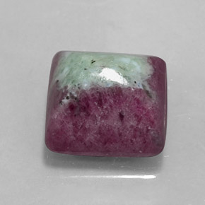 7.66캐럿 천연 멀티컬러 루비 조이사이트, 스퀘어, 10.4×10.1 mm, 불투명체