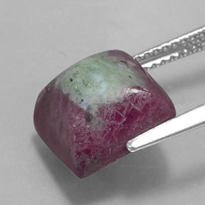 7.66캐럿 천연 멀티컬러 루비 조이사이트, 스퀘어, 10.4×10.1 mm, 불투명체