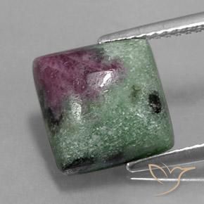 6.74ct 자연스러운 다색 루비-Zoisite, 정사각형, 불투명체
