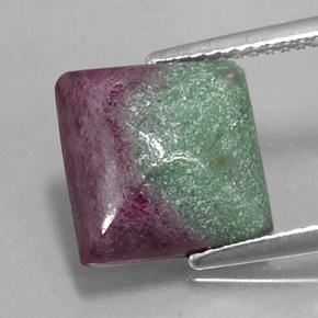 5.70캐럿 천연 멀티컬러 루비 조이사이트, 스퀘어, 10.8×10.8 mm, 불투명체