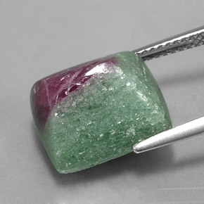 11.45캐럿 천연 멀티컬러 루비 조이사이트, 바게트, 13.2×11.2 mm, 불투명체