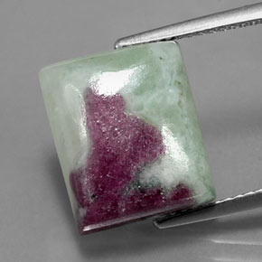 9.96캐럿 천연 멀티컬러 루비 조이사이트, 바게트, 13.6×11.3 mm, 불투명체