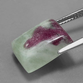 9.96캐럿 천연 멀티컬러 루비 조이사이트, 바게트, 13.6×11.3 mm, 불투명체