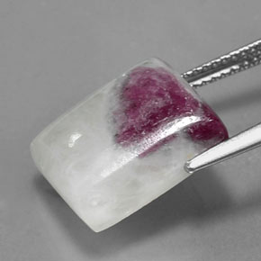 9.46캐럿 천연 멀티컬러 루비 조이사이트, 바게트, 13.6×11.4 mm, 투명한
