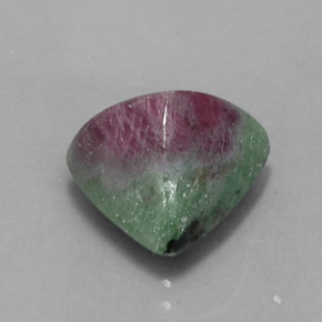 7.42캐럿 천연 멀티컬러 루비 조이사이트, 트릴리언, 12.4×11.9 mm, 불투명체