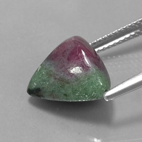 7.42캐럿 천연 멀티컬러 루비 조이사이트, 트릴리언, 12.4×11.9 mm, 불투명체