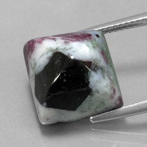 14.96캐럿 천연 멀티컬러 루비 조이사이트, 스퀘어, 12.6×12.4 mm, 불투명체