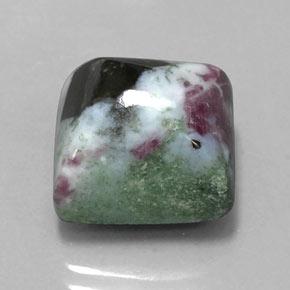 14.96캐럿 천연 멀티컬러 루비 조이사이트, 스퀘어, 12.6×12.4 mm, 불투명체