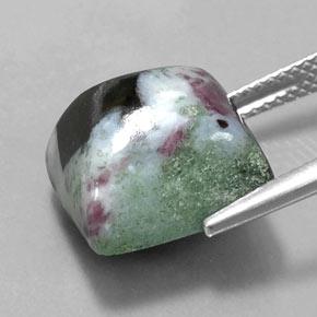 14.96캐럿 천연 멀티컬러 루비 조이사이트, 스퀘어, 12.6×12.4 mm, 불투명체