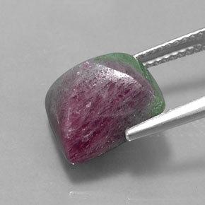 8.46캐럿 천연 멀티컬러 루비 조이사이트, 스퀘어, 11.4×10.2 mm, 불투명체