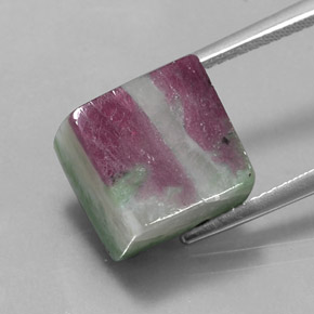 11.56캐럿 천연 멀티컬러 루비 조이사이트, 스퀘어, 10.8×10.6 mm, 불투명체