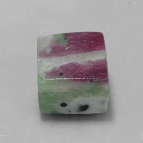 11.56캐럿 천연 멀티컬러 루비 조이사이트, 스퀘어, 10.8×10.6 mm, 불투명체