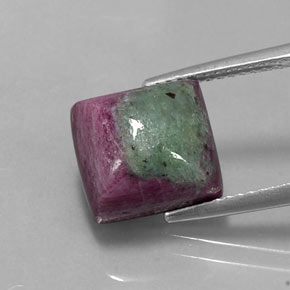 7.62캐럿 천연 멀티컬러 루비 조이사이트, 스퀘어, 10.5×9.8 mm, 불투명체