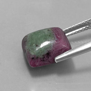 7.62캐럿 천연 멀티컬러 루비 조이사이트, 스퀘어, 10.5×9.8 mm, 불투명체