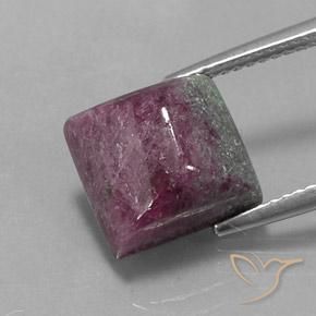 8.08ct 자연스러운 다색 루비-Zoisite, 정사각형, 불투명체
