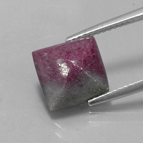 5.24캐럿 천연 멀티컬러 루비 조이사이트, 스퀘어, 9.8×9.5 mm, 불투명체