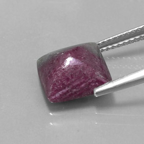 5.24캐럿 천연 멀티컬러 루비 조이사이트, 스퀘어, 9.8×9.5 mm, 불투명체