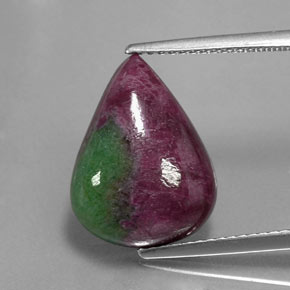 10.24캐럿 천연 멀티컬러 루비 조이사이트, 배 모양, 15.9×11.9 mm, 불투명체