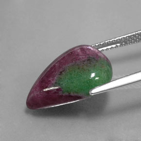 10.24캐럿 천연 멀티컬러 루비 조이사이트, 배 모양, 15.9×11.9 mm, 불투명체