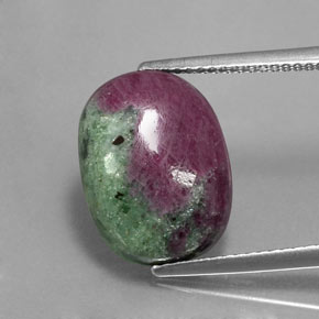 9.17캐럿 천연 멀티컬러 루비 조이사이트, 타원형 컷, 14.7×11.2 mm, 불투명체