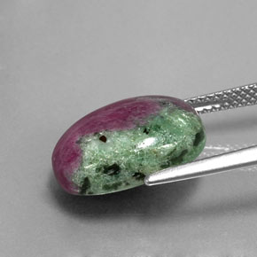 9.17캐럿 천연 멀티컬러 루비 조이사이트, 타원형 컷, 14.7×11.2 mm, 불투명체
