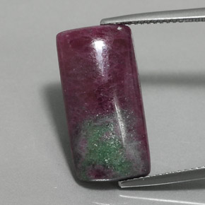 14.27캐럿 천연 멀티컬러 루비 조이사이트, 바게트, 20.9×10.5 mm, 불투명체