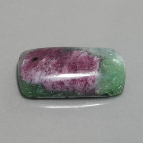 14.49캐럿 천연 멀티컬러 루비 조이사이트, 쿠션 컷, 21.3×11.3 mm, 불투명체