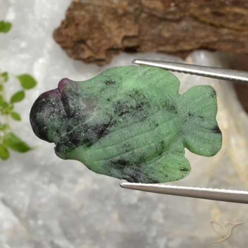 19.94캐럿 천연 멀티컬러 루비 조이사이트, 멋진 모양, 26×16.1 mm, 불투명체