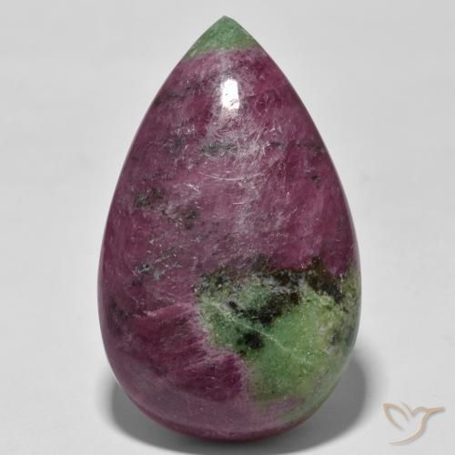 93.98ct 자연스러운 다색 루비-Zoisite, 배 모양, 불투명체