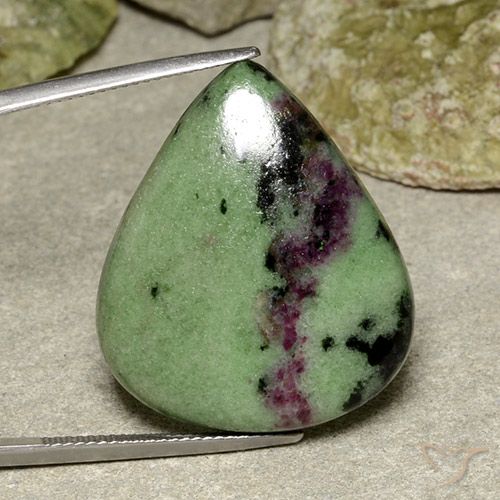40.42ct 자연스러운 다색 루비-Zoisite, 배 모양, 불투명체