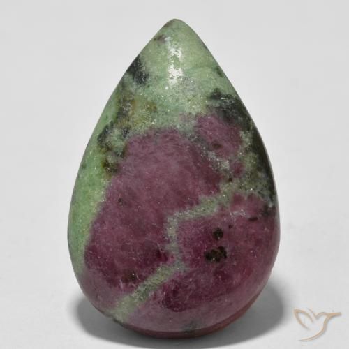 29.84ct 자연스러운 다색 루비-Zoisite, 배 모양, 불투명체