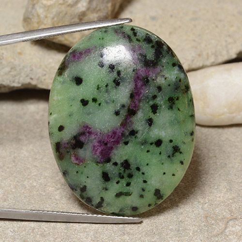 51.95ct 자연스러운 다색 루비-Zoisite, 타원형, 불투명체