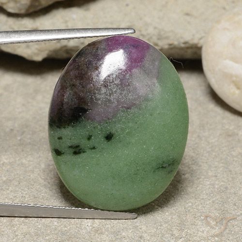 27.80ct 자연스러운 다색 루비-Zoisite, 타원형, 불투명체