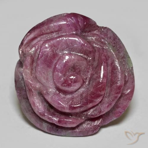 29.99ct 자연스러운 적자색 루비-Zoisite, 플라워 컷, 불투명체