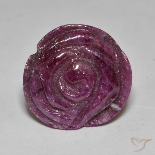 13.84ct 자연스러운 라즈베리 레드 루비-Zoisite, 플라워 컷, 불투명체