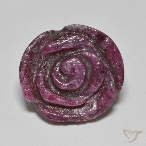 15.85ct 자연스러운 미디엄 다크 퍼플 루비-Zoisite, 플라워 컷, 불투명체