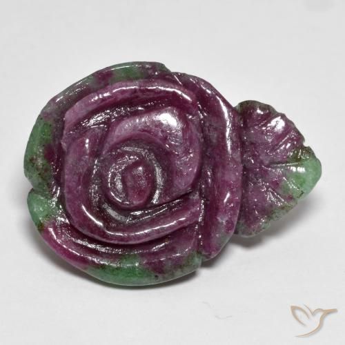 23.91ct 자연스러운 다색 루비-Zoisite, 플라워 컷, 불투명체
