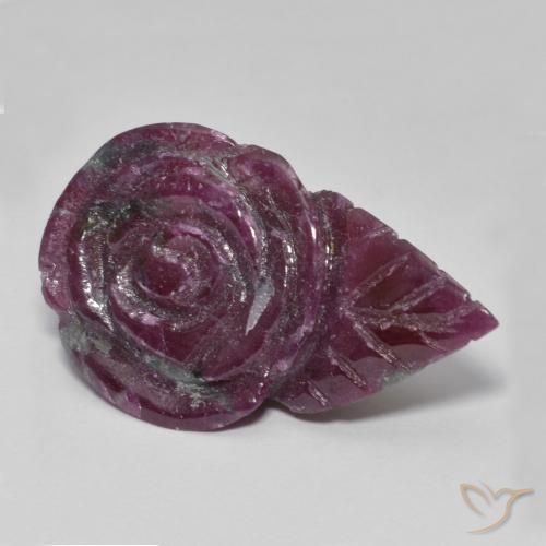 37.52ct 자연스러운 다색 루비-Zoisite, 플라워 컷, 불투명체