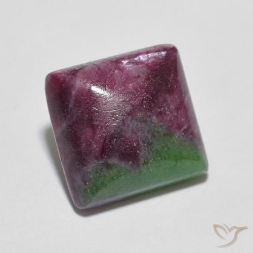 7.55ct 자연스러운 다색 루비-Zoisite, 정사각형, 불투명체