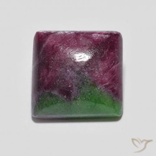 7.55캐럿 천연 다색 루비-Zoisite, 정사각형, 불투명체