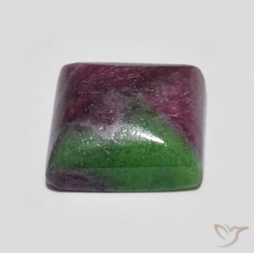 7.55캐럿 천연 다색 루비-Zoisite, 정사각형, 불투명체
