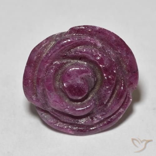 16.50ct 자연스러운 다크 마젠타-핑크 루비-Zoisite, 플라워 컷, 불투명체