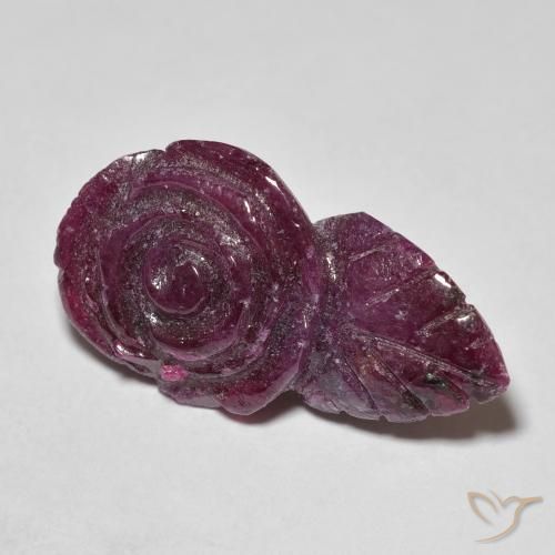 15.93ct 자연스러운 다크 마젠타-핑크 루비-Zoisite, 플라워 컷, 불투명체