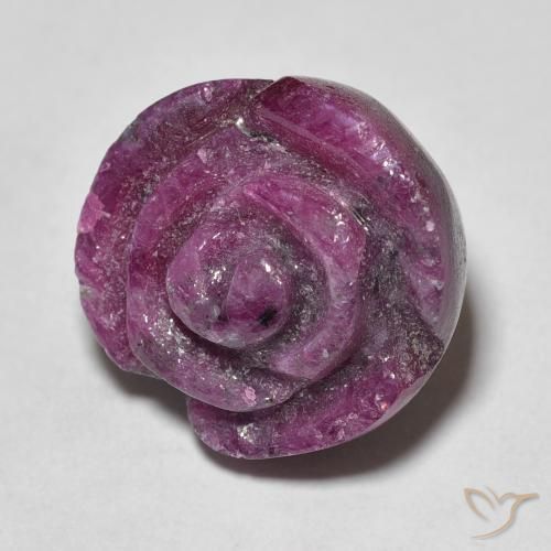 19.58ct 자연스러운 딥 퍼플 루비-Zoisite, 플라워 컷, 불투명체