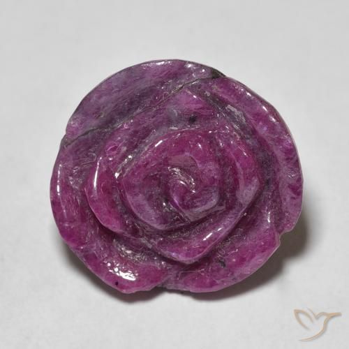 14.69ct 자연스러운 딥 퍼플 루비-Zoisite, 플라워 컷, 불투명체
