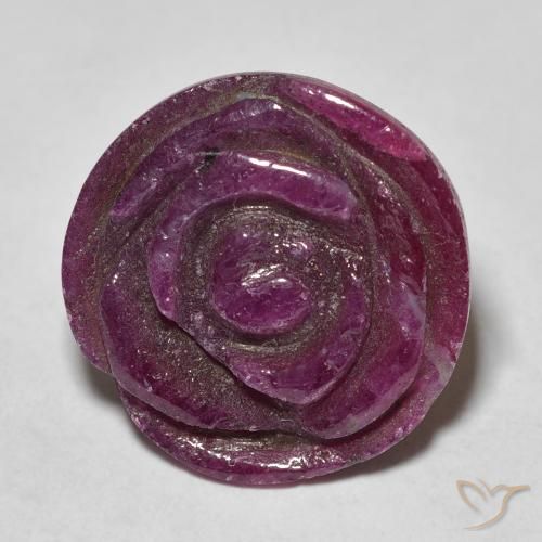 17.44ct 자연스러운 Medium Dark-Purple 루비-Zoisite, 플라워 컷, 불투명체